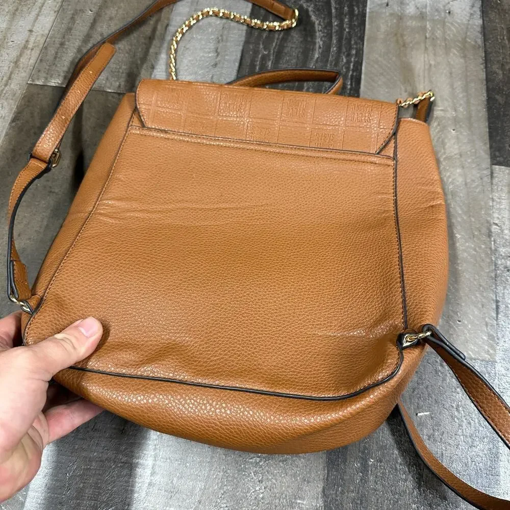 Steve‎ Madden Backpack Purse Brown with logo Imprint Texture